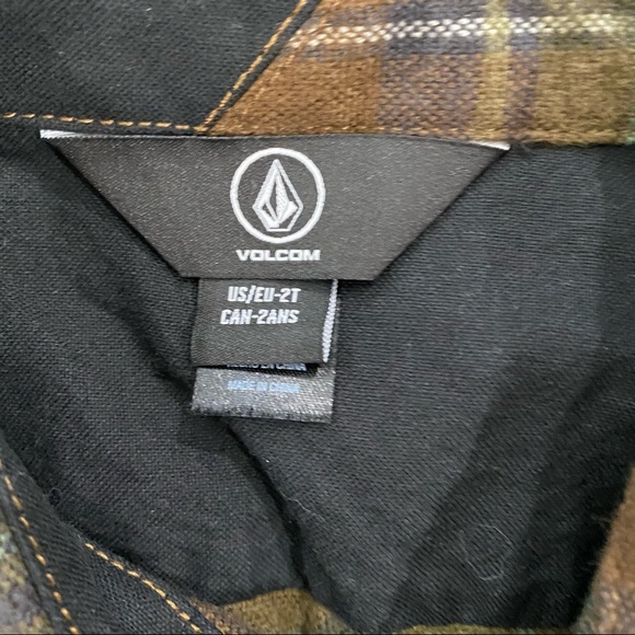 Volcom Green Plaid button down shirt sz 2T - Picture 3 of 4